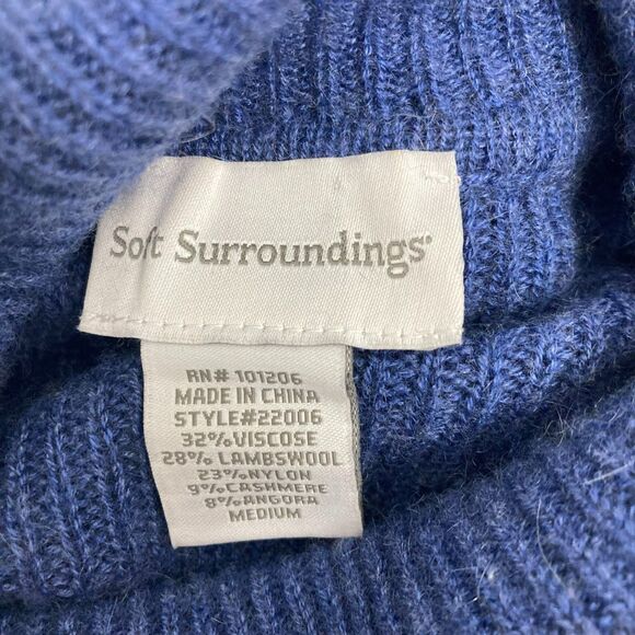 Soft Surroundings Michelle Sweater Dress M Turtleneck Cable Knit Blue Tunic - Picture 13 of 14